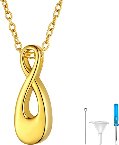 Miniatura 236 de FindChic Collares personalizados con urna para cenizas, barra vertical, gato, luna, reloj de arena, garra de perro, acero inoxidable, chapado en oro