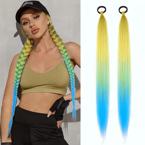 Miniatura 19 de Extensión de cabello sintético suave y natural para mujer, 34 pulgadas, 4.63 onzas, color rosa