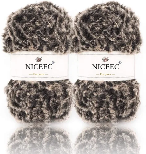 Miniatura 88 de NICEEC Hilo de Pelo Sintético Super Suave, Grueso y Esponjoso, Hilo de Pestañas para Crochet y Tejido (Longitud Total 192m/9.1kg) - Otoño/300g