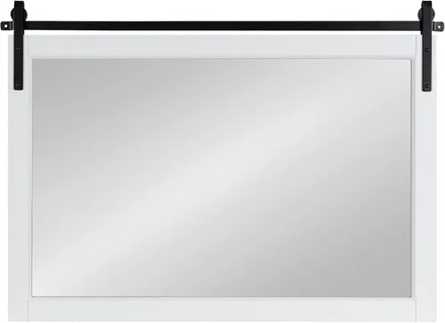 Miniatura 8 de Kate and Laurel Skylan Modern Farmhouse - Espejo decorativo de pared con marco de madera, 38 x 27 pulgadas, blanco y negro, espejo colgante de pared