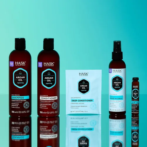 Miniatura 9 de HASK Juego de Champú + Acondicionador Reparador de Aceite de Argán Seguro para el Color, Sin Sulfatos, Sin Parabenos, Sin Gluten, Libre