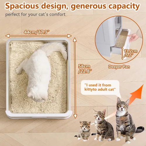 Miniatura 4 de Cajas de arena para gatos de acero inoxidable cerradas, caja de arena plegable grande con tapa, caja de arena para gatos de acero inoxidable