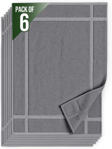 Miniatura 19 de Pearl Linens Paquete de 6 alfombrillas de baño 100% algodón de 20x30 pulgadas, suaves y absorbentes de secado rápido, juego de alfombrillas de baño