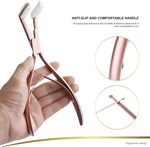 Miniatura 2 de EHDIS Cinta en extensiones de cabello Alicates de acero inoxidable Extensiones de superficie plana Cinta de sellado de cinta Alicates Herramienta