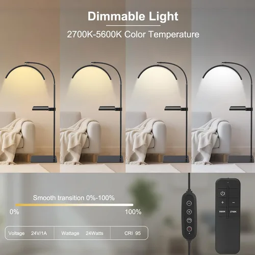 Miniatura 4 de Lámpara LED de suelo Half Moon con bandeja de herramientas para técnicas de pestañas, extensiones de pestañas, esteticistas, cuidado de la piel