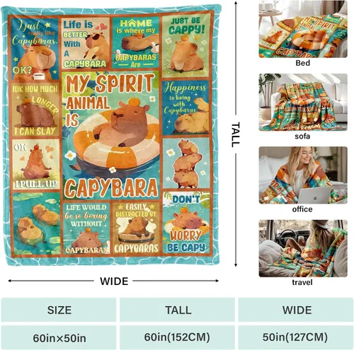 Miniatura 5 de Capybara - Regalos para mujer, lindas mantas para niña, manta de franela suave de 50 x 60 pulgadas, decoración de Navidad, regalo de cumpleaños