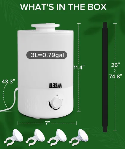 Miniatura 6 de Humidificadores de plantas sin fugas de 3L para invernadero de tienda de cultivo y sala de cultivo, llenado superior, apagado automático