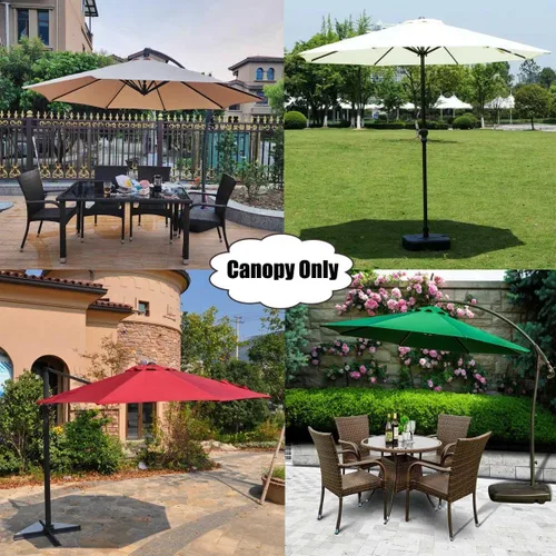 Miniatura 6 de Toldo de repuesto para sombrilla de patio, 6.5 pies, 9 pies, 10 pies, para exteriores, para mercado, 6 varillas / 8 varillas, cubierta de repuesto