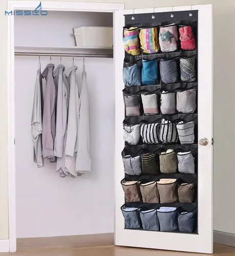 Miniatura 7 de MISSLO Organizador de zapatos colgante con 28 bolsillos grandes para colgar sobre la puerta, zapatero para puerta de armario, soporte de zapatos