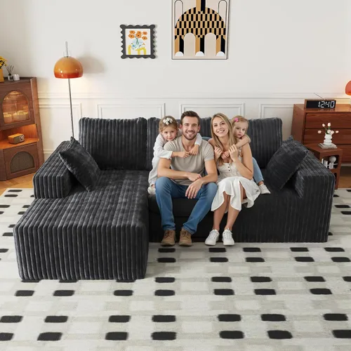 Miniatura 14 de Cloud - Sofá modular en forma de L con asiento profundo, de espuma viscoelástica comprimida de 3 plazas para sala de estar, sofá modular