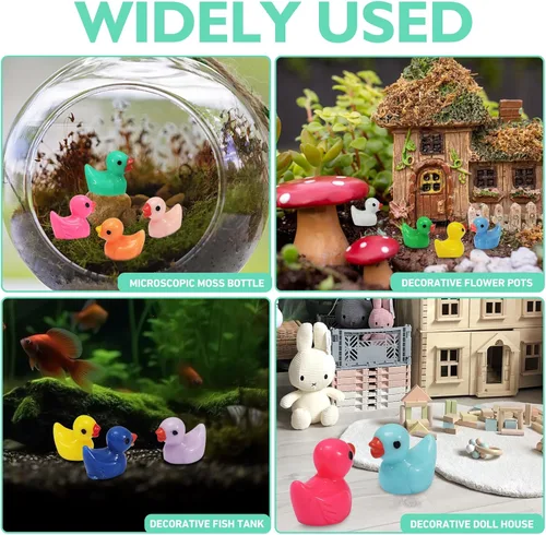 Miniatura 7 de Rachan 130 piezas de mini patos de resina a granel para paisajes en miniatura, jardín, acuario, accesorios en maceta, juego de broma para el hogar