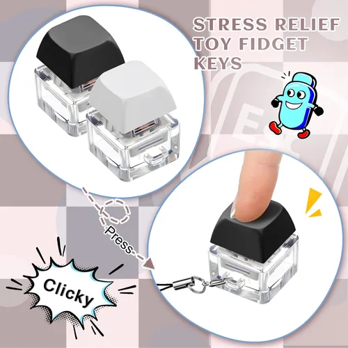 Miniatura 6 de Taiyin - Llavero de juguete con teclado clicker, juguete de descompresión con botón, llavero antiestrés, regalo para adultos para pasar el tiempo