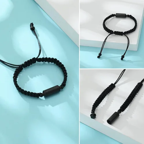 Miniatura 2 de Hearbeingt Pulsera de urna de cremación para cenizas de cuerda ajustable, pulsera cilíndrica para cenizas para hombres y mujeres, pulsera