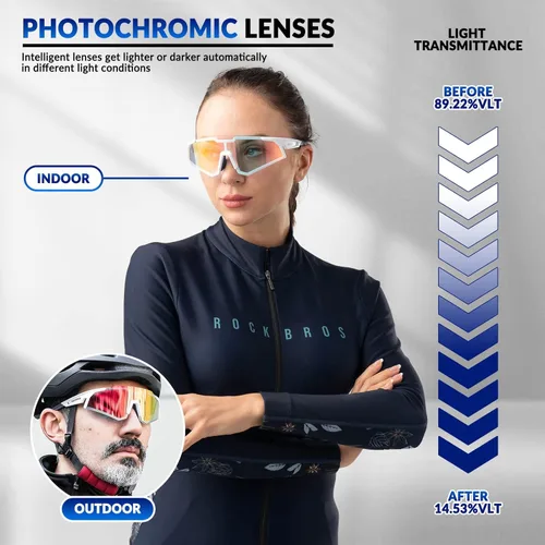 Miniatura 2 de ROCKBROS Photochromic Sports Sunglasses UV Protection for Men Women Cycling