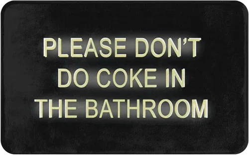 Miniatura 4 de Tapetes de baño con texto en inglés «Please Don't Do Coke in The Bath», alfombras negras de 19.5 x 31.5 pulgadas para bañera, decoración divertida