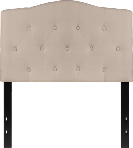 Miniatura 7 de BizChair Cabecero tapizado capitoné tamaño individual en tela beige