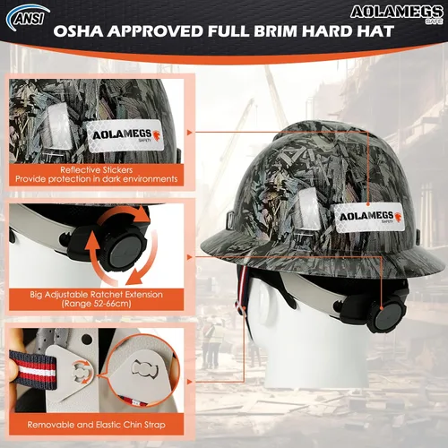 Miniatura 5 de Stylish Carbon Fiber Pattern Full Brim Hard Hat with Hard Hat Liner and Safety Visor Kit - ANSI Z89.1 Type 1 Class C OSHA Approved Construction Hard
