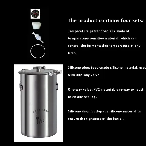 Miniatura 3 de 60L 304/316 Nuevo barril de fermentación de acero inoxidable barril fermentador de barril de vino autoferizado vino sellado equipo de fabricación