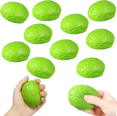 Miniatura 13 de Leitee 12 unidades de bolas de estrés cerebral a granel, cerebro grande, poliuretano, mano, ejercicio, músculo, pelota de presión, divertido alivio