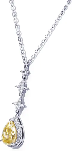 Miniatura 2 de TIANYU GEMS Collar con colgante de moissanita amarilla de 2 quilates para mujer, plata de ley chapada en oro amarillo de 18 quilates, pera amarilla