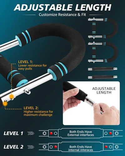 Miniatura 6 de Twister Arm Exerciser, Adjustable Spring Workout Bar, Forearm Triceps Chest Inner Thigh Muscle Enhanced Exercise Strengthener, Upper Body Strength