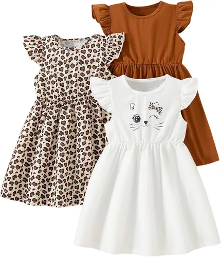 Miniatura 23 de Vestidos para niñas Vestidos para niñas pequeñas Paquete de 3 Vestido casual de fiesta con estampado patinador acampanado tipo A Vestido de verano
