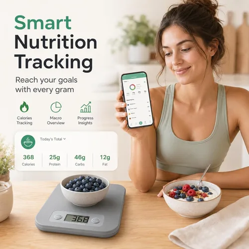 Miniatura 5 de URAMAZ Báscula de alimentos con calculadora nutricional, báscula digital de alimentos para báscula de cocina gramos y onzas, báscula inteligente