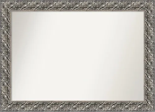 Miniatura 167 de Amanti Art Espejo de baño plateado para sobre fregadero, 26 x 26 pulgadas, espejo cuadrado de níquel pulido, marco de madera tradicional mediano, se