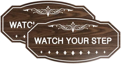 Miniatura 35 de Signs ByLITA Victorian Watch Your Step - Letrero de pared o puerta Material duradero y fácil instalación Señalización de seguridad (negro)