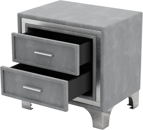 Miniatura 4 de HomSof Mesita de noche de 2 cajones con patas de metal para dormitorio, mesita de noche de mediados de siglo totalmente montada, excepto patas