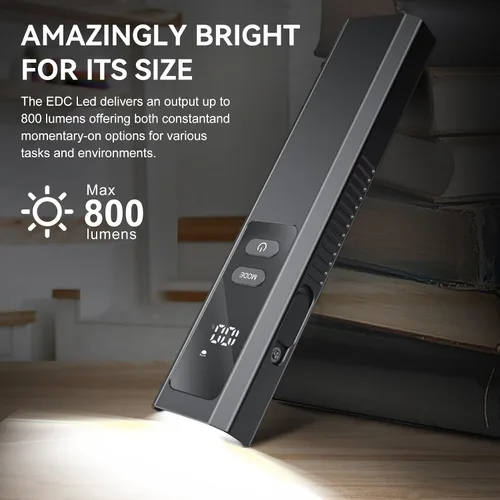 Miniatura 5 de Linterna plana EDC 5IN1 con haz verde, combo recargable de luz blanca de 800 lúmenes, LT010 luces de flash de bolsillo portátiles con imán