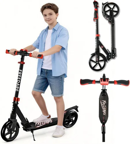 Miniatura 9 de FREEDARE Kick Scooter for Kids & Adults Ages 8+, Foldable Teen Scooter with 2 Big 8-inch Wheels and 4-Level Adjustable Handlebar, Max Load 220 LBS