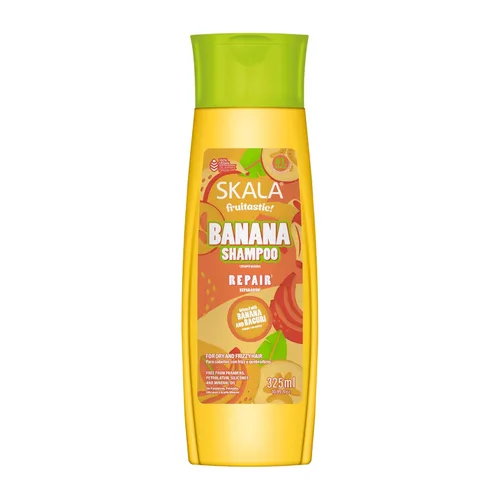 SKALA Fruitastic Banana Shampoo 10.99 fl oz - Para cabello encrespado y quebradizo - Con extracto de plátano, mantequilla de bacuri, ceramidas y