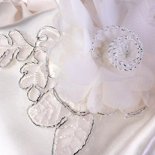 Miniatura 4 de ULTNICE Bolso de mano con cordón para boda, bolso de satén nupcial, Blanco