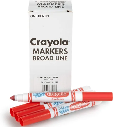 Crayola Marcadores lavables para niños, color rojo (12 quilates), marcadores de línea ancha a granel para la escuela, artículos esenciales para el