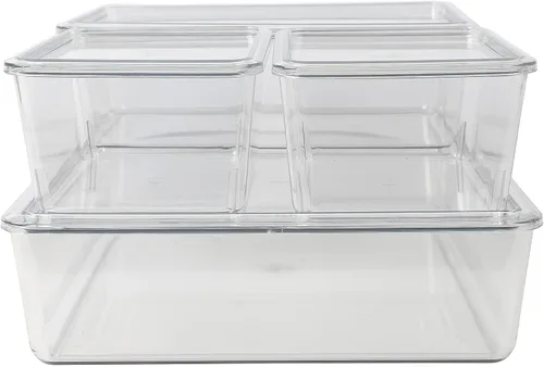 Miniatura 9 de Martha Stewart Brody - Contenedores organizadores de plástico con tapas para oficina en casa, cocina o baño, paquete de 4, 2 pequeños/1 mediano, 1