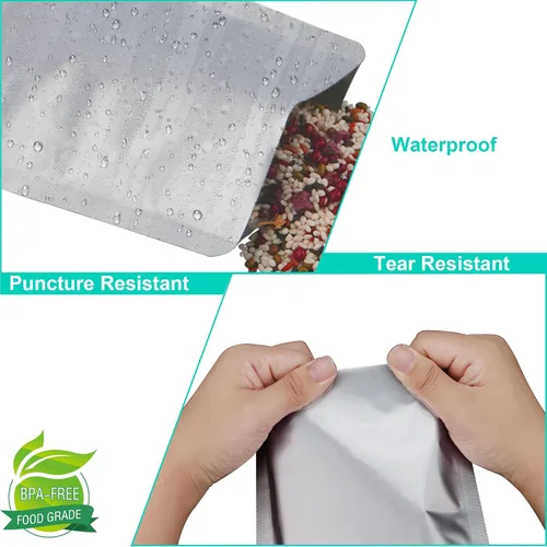 Miniatura 3 de 50 bolsas de Mylar de 3/4 de pinta para almacenamiento de alimentos, bolsas termosellables de almacenamiento para alimentos, granos de café, té