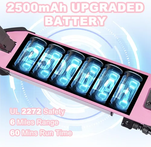 Miniatura 5 de Patinete eléctrico para niños de 6 a 12 años, motor de 150W, 4/7/11 mph, tiempo de conducción de 60 minutos, velocidad ajustable, pantalla LED