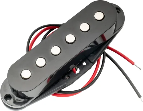 Musiclily Pastilla media de bobina única de 1.969 in para Fender Strat Squier piezas de guitarra eléctrica, cubierta negra Negro