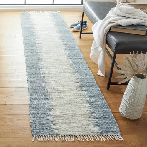 Miniatura 24 de Alfombra de algodón tejido a mano, color azul. Colección Montauk MTK751A, de Safavieh, Algodón, Azul