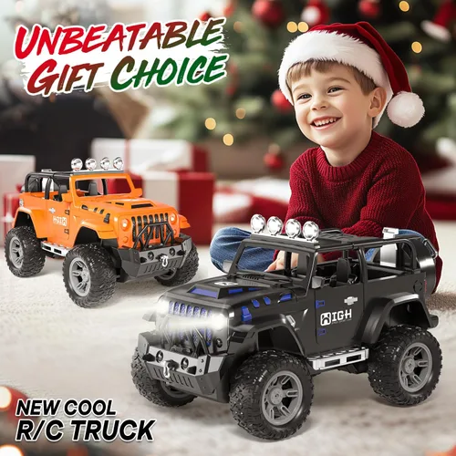 Miniatura 7 de Auto de control remoto 1:16 con aerosol, luces y sonido, Jeep de control remoto de 2.4 GHz para niños, todo terreno, todoterreno, Jeep RC, juguete