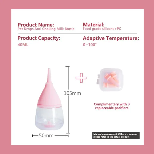 Miniatura 2 de Botellas de gatito para lactancia, biberones para cachorros para lactancia, leche para cachorros, diseño de comedero antiasfixia, con 3 pezones