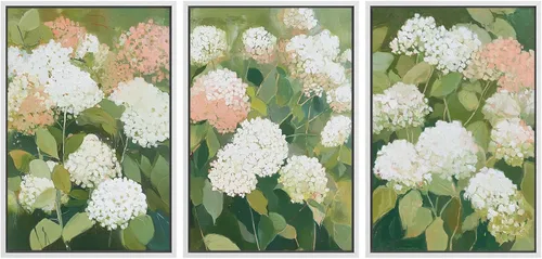 Miniatura 96 de SIGNWIN Conjunto de arte de pared de lienzo enmarcado, acuarela pastel, cielo de nubes rosas, colina verde del campo, naturaleza, vida silvestre