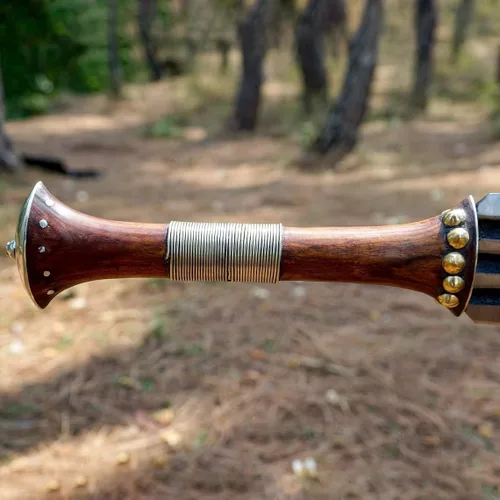 Miniatura 4 de Generic Espada Konda Ikakalaka hecha a mano, hoja de acero al carbono, antigua espada africana tradicional, espada de caza viene con funda de cuero