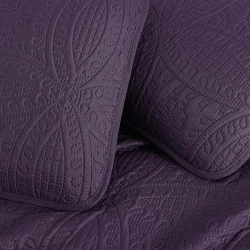 Miniatura 8 de Chezmoi Collection Austin - Juego de colcha extragrande de 3 piezas (tamaño Queen, morado) De gran