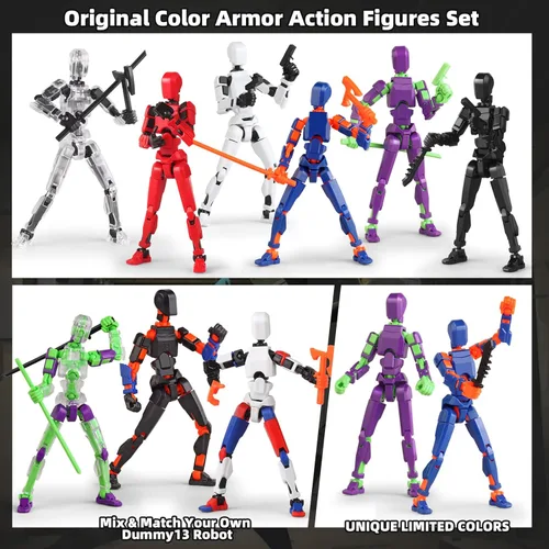 Miniatura 6 de Juego de 13 figuras de acción, 6 figuras de acción T-Robot 13, Titan 13, juguetes impresos en 3D articulados, para entusiastas del modelaje, etc.