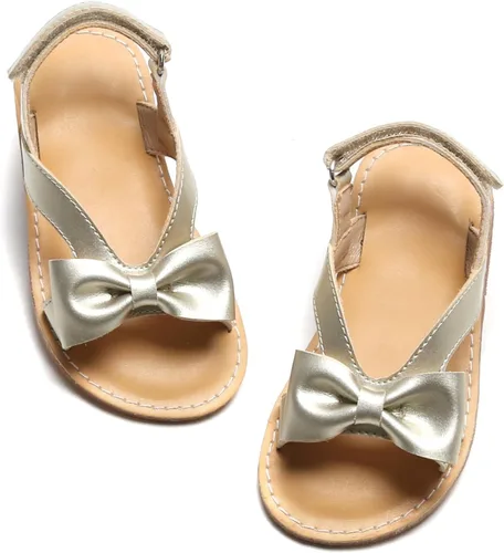 Felix & Flora Sandalias para niña pequeña - Zapatos de vestir para niña de flores, puntera abierta, zapatos planos de verano para niños pequeños