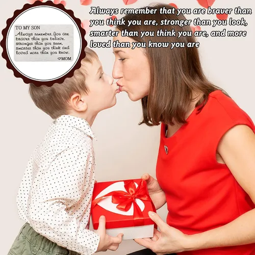 Miniatura 3 de PLwelth Tarjeta de identificación grabada con texto en inglés Mom de acero inoxidable para hombres, niños, adolescentes, con mensaje inspirador