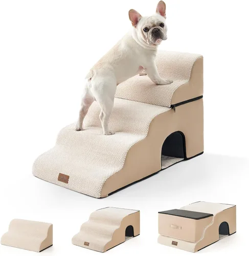 Miniatura 24 de COZY KISS Escaleras anchas para perros pequeños de 15.7 pulgadas de alto, escalón para mascotas para cachorros, gatos mayores, rampa curva
