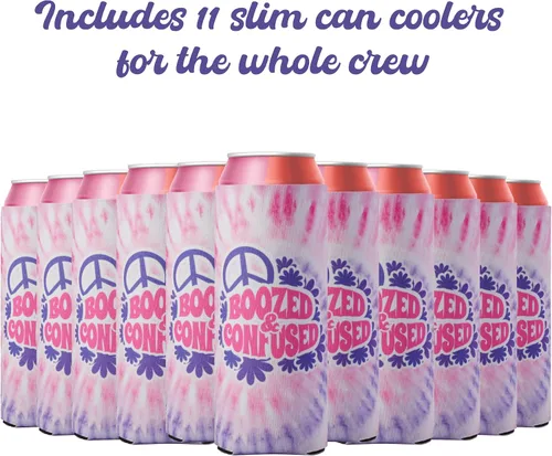 Miniatura 4 de Aturdido & Comprometido despedida de soltera Coozies Skinny Can Incluye Bride Coozie y Slim Bachelorette Coozies para fiesta de los 70